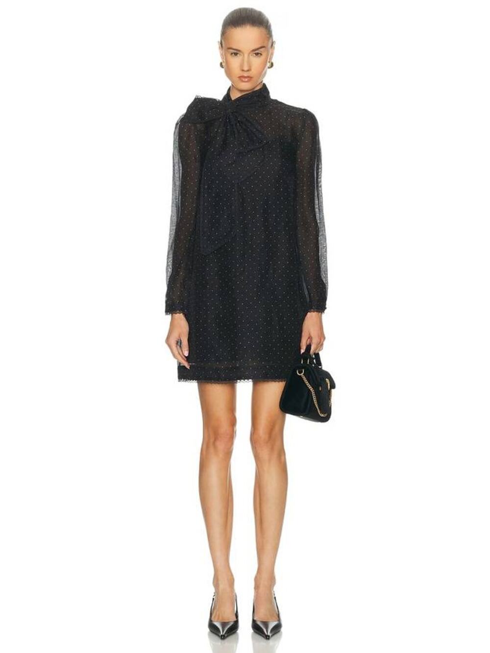 Zimmermann Dream Bow Mini Dress in Black Dot AU 1 US 6